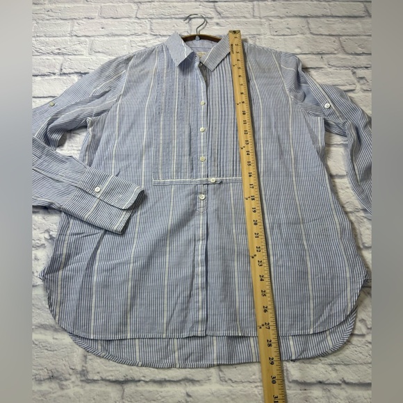 J. Crew Women's Blue Striped Button Down Shirt. 100% Cotton. - Picture 9 of 10